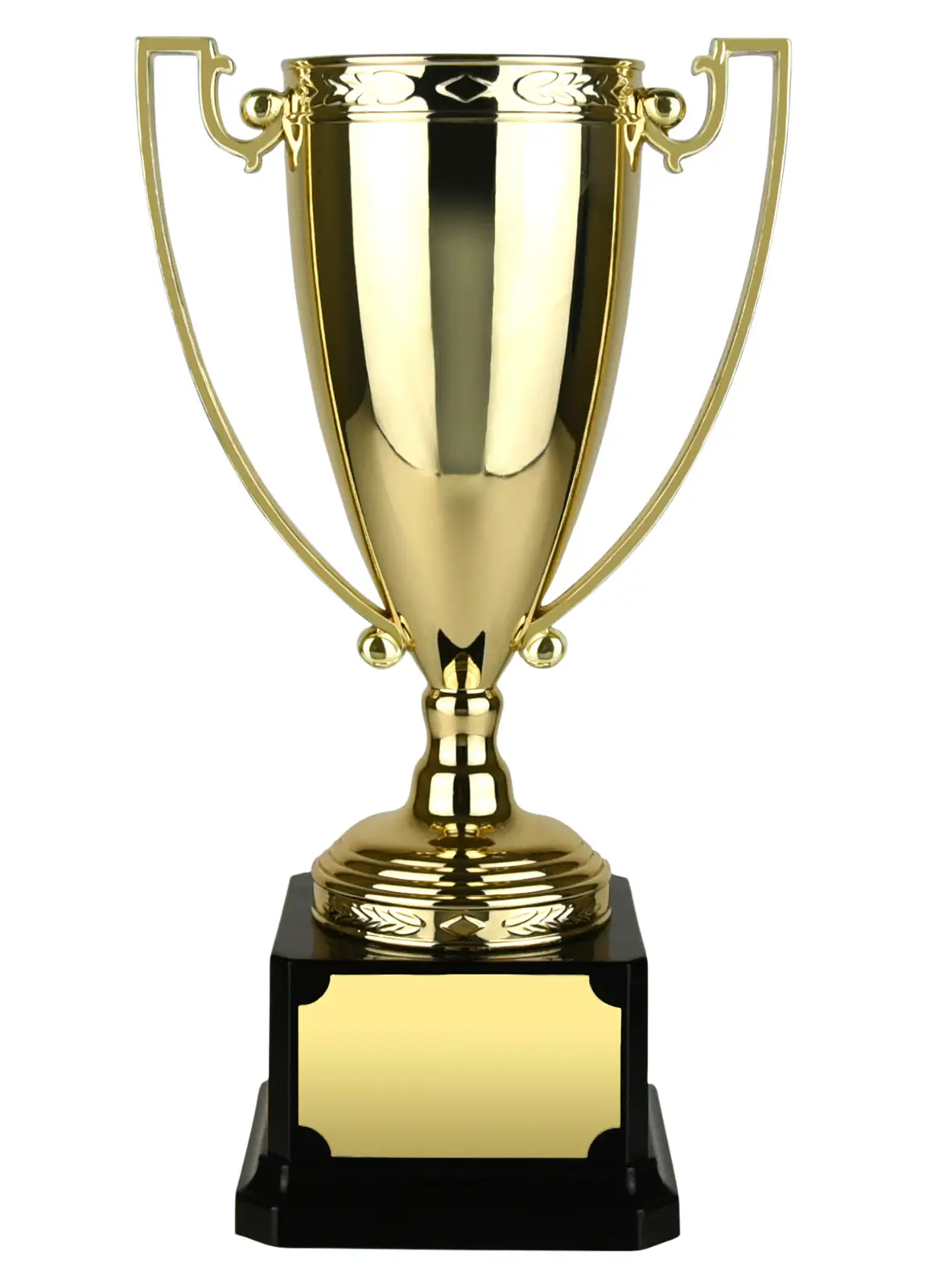 Gold Finish Geometric Endurance Award on a Black Square Base